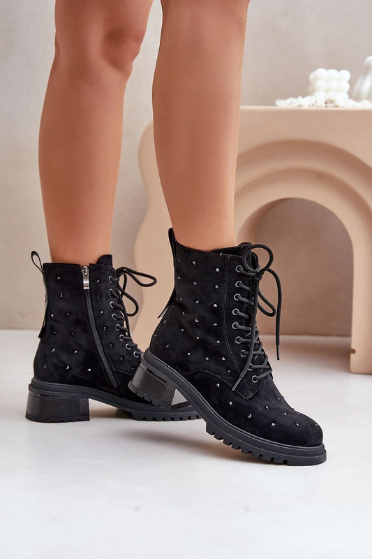 Zippered and additionally laced Boots black