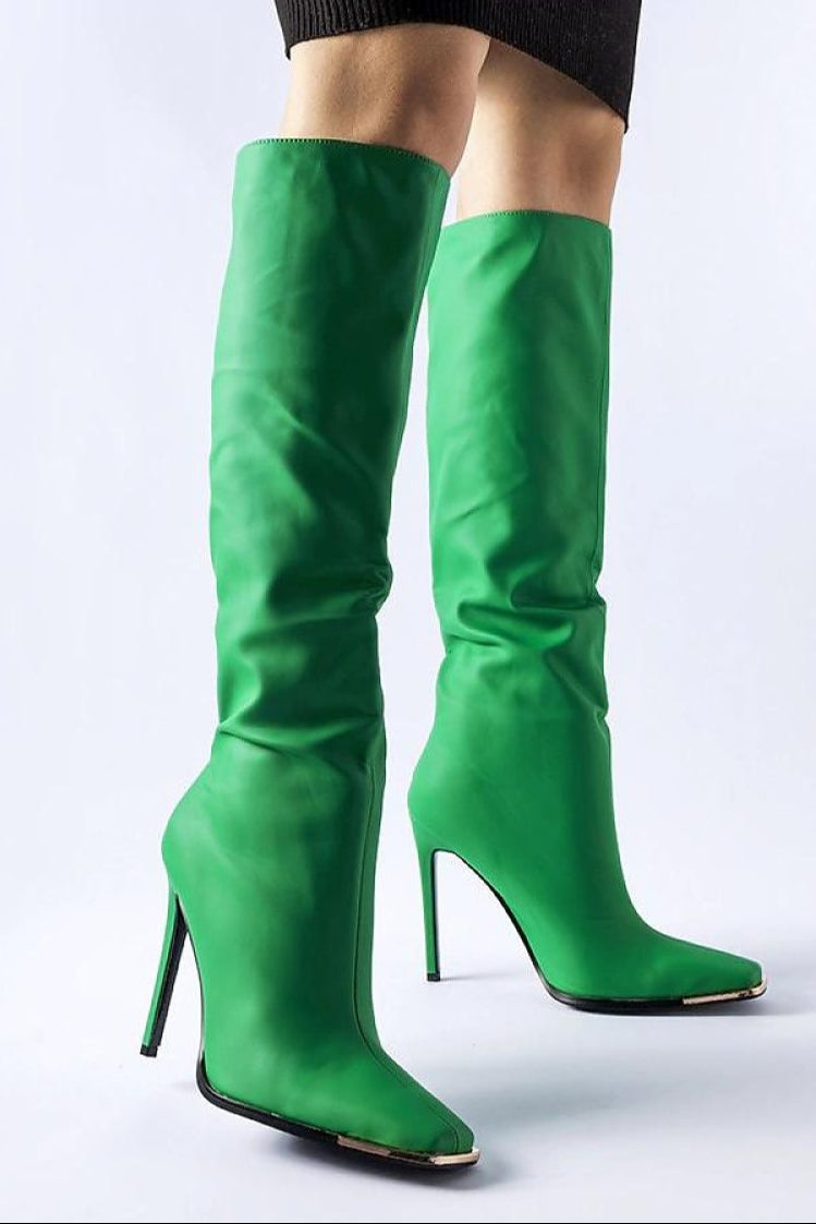 Solea stiletto heeled boots green