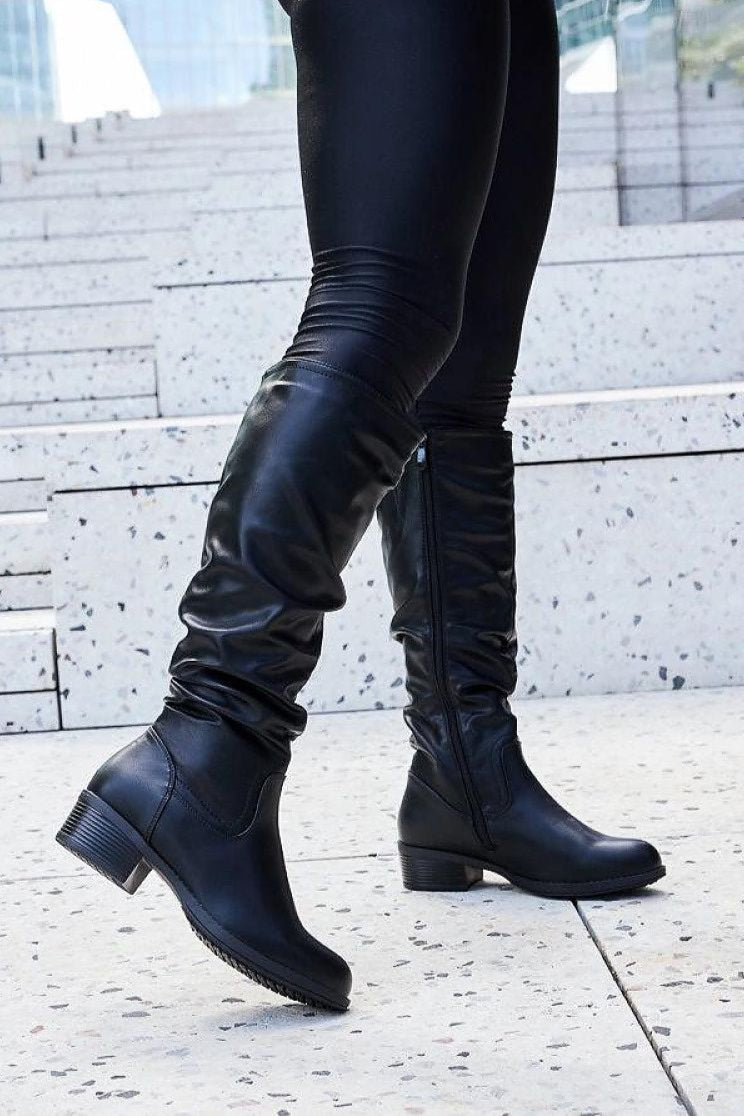 Black creased Angelico boots Thigh-Hight Boots