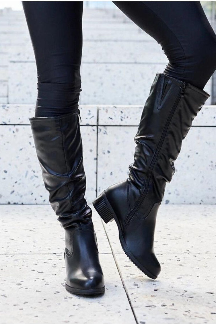 Black creased Angelico boots Thigh-Hight Boots