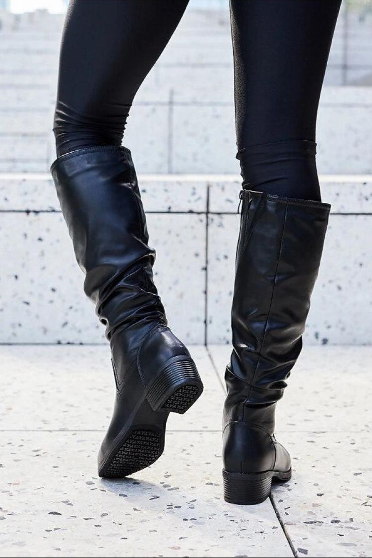 Black creased Angelico boots Thigh-Hight Boots