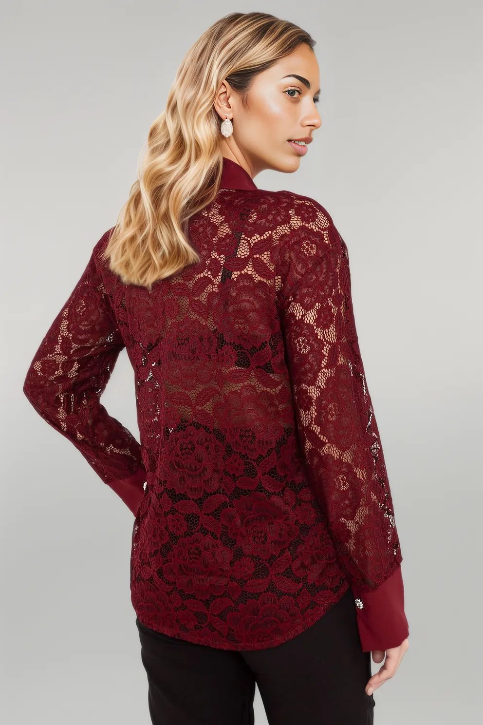 Women's lace shirt Long sleeve shirt