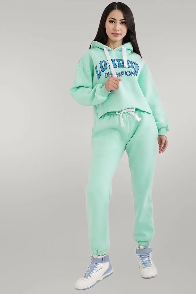 Ex Moda Casual Hoodie & Pants Tracksuit Set for Women green EU one-size-fits-all | US one-size