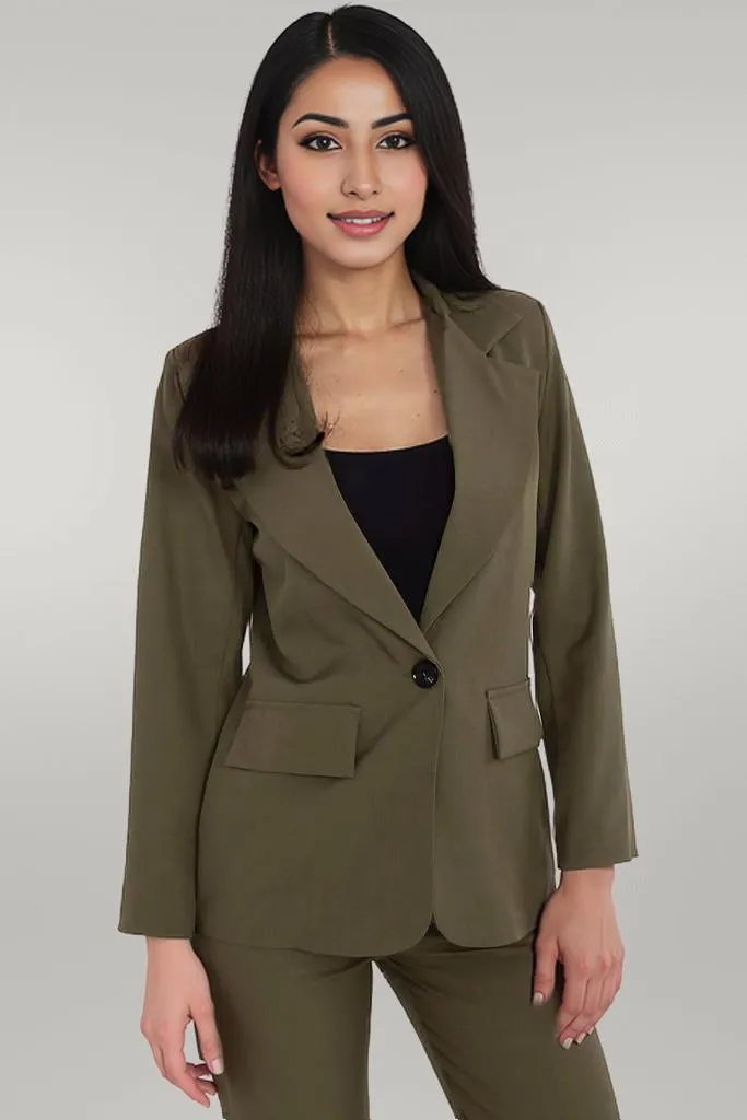 Italy Moda Women's Blazer Classic Olive green