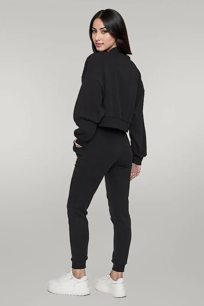 Women's 3-Piece Bomber Jacket Outfit: Striped Top & Loose Pants Set