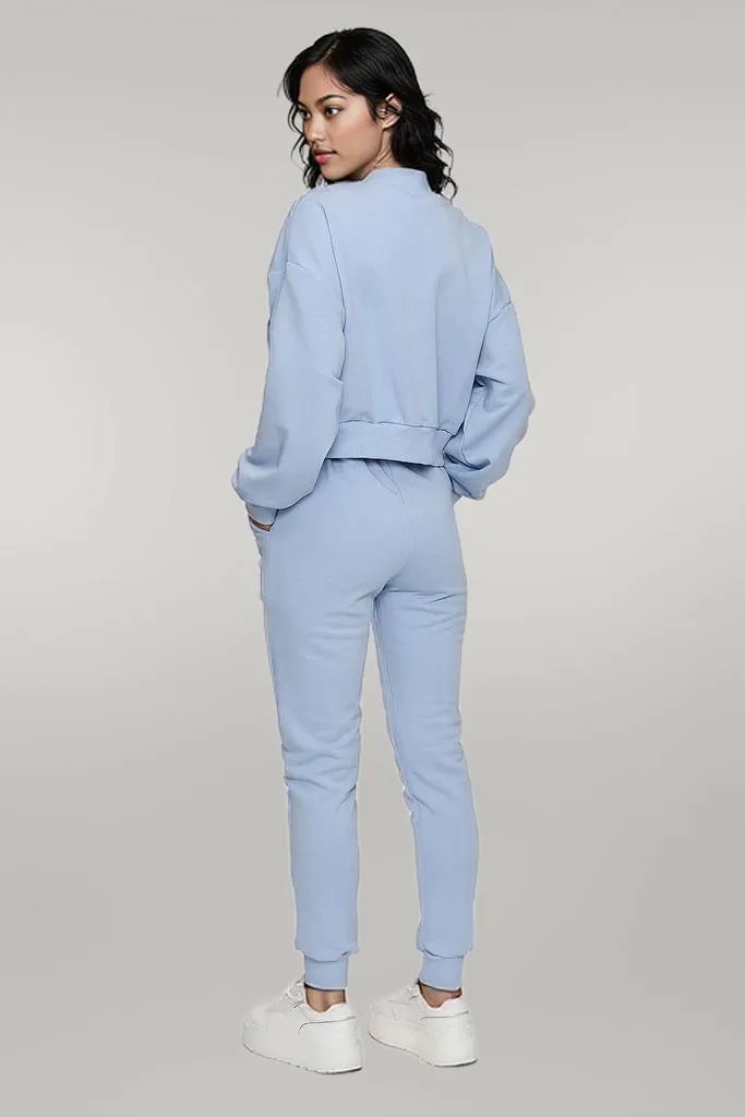 Women's 3-Piece Bomber Jacket Outfit: Striped Top & Loose Pants Set