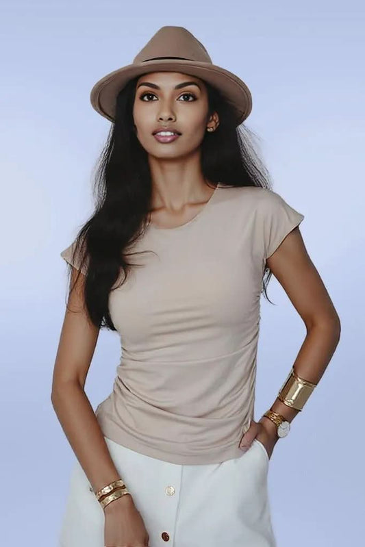 LaBalancia simple short-sleeved blouse beige