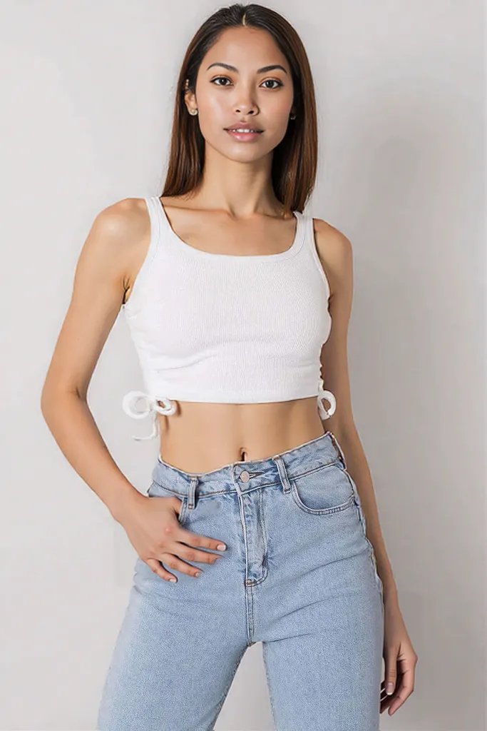 Rue Paris Crop top with straps white
