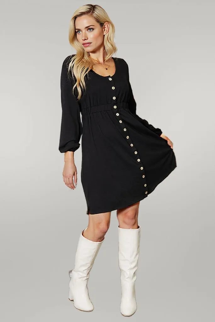 Double Take Scoop Neck Empire Waist Long Sleeve Magic Dress