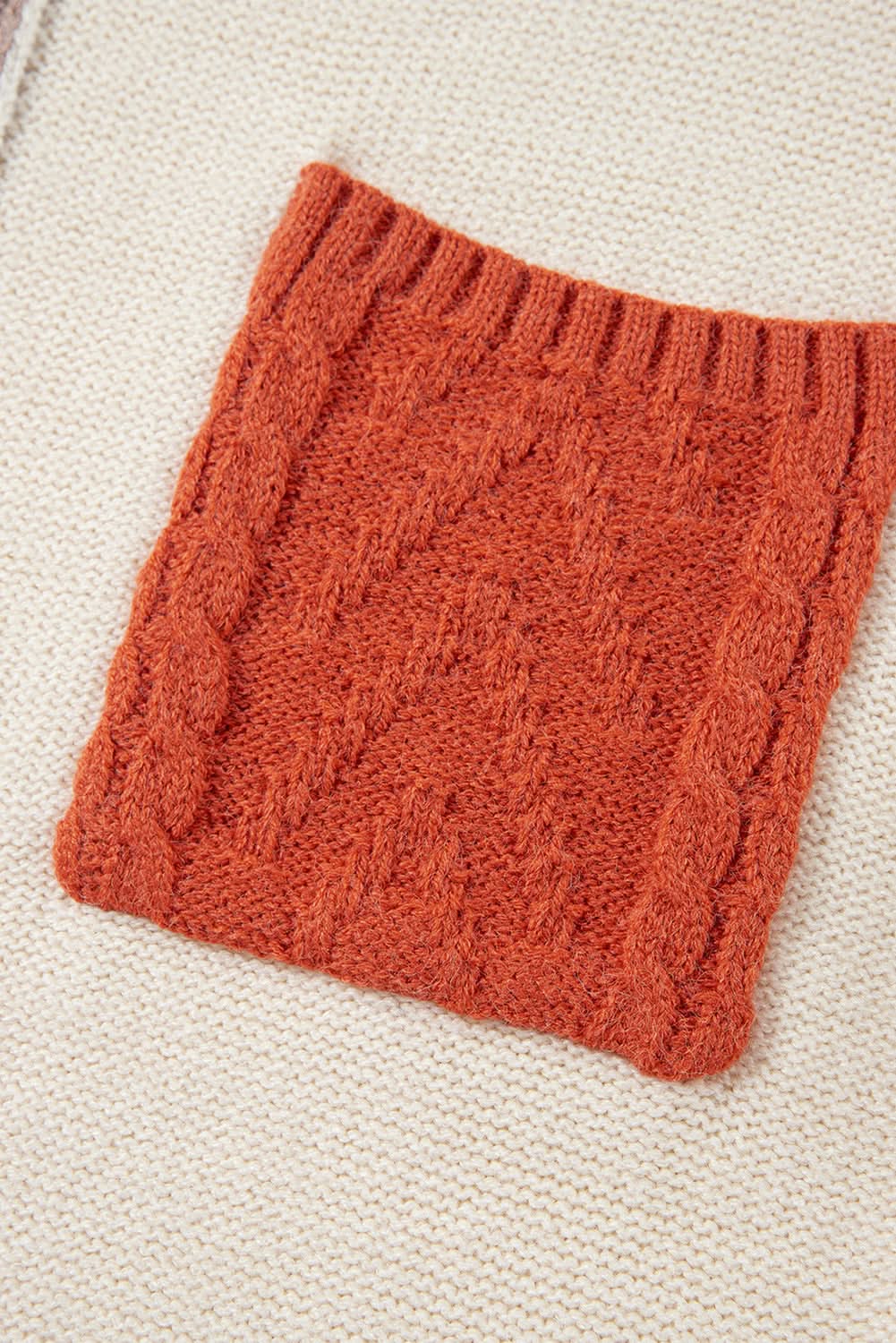 Gold Flame Colorblock Patched Pocket Drop Shoulder Sweater Gold Flame 65%Acrylic+35%Polyamide