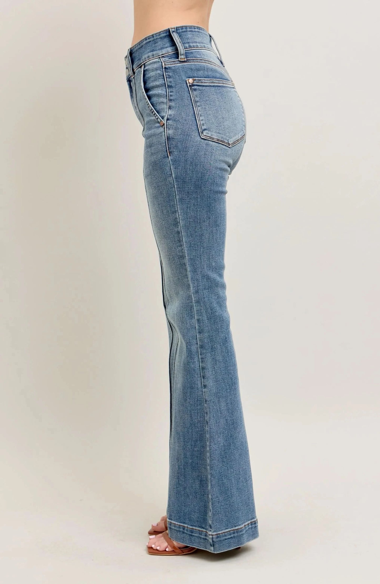 Judy Blue Full Size High-Waist Flare Denim Jeans with Front Seam Detail