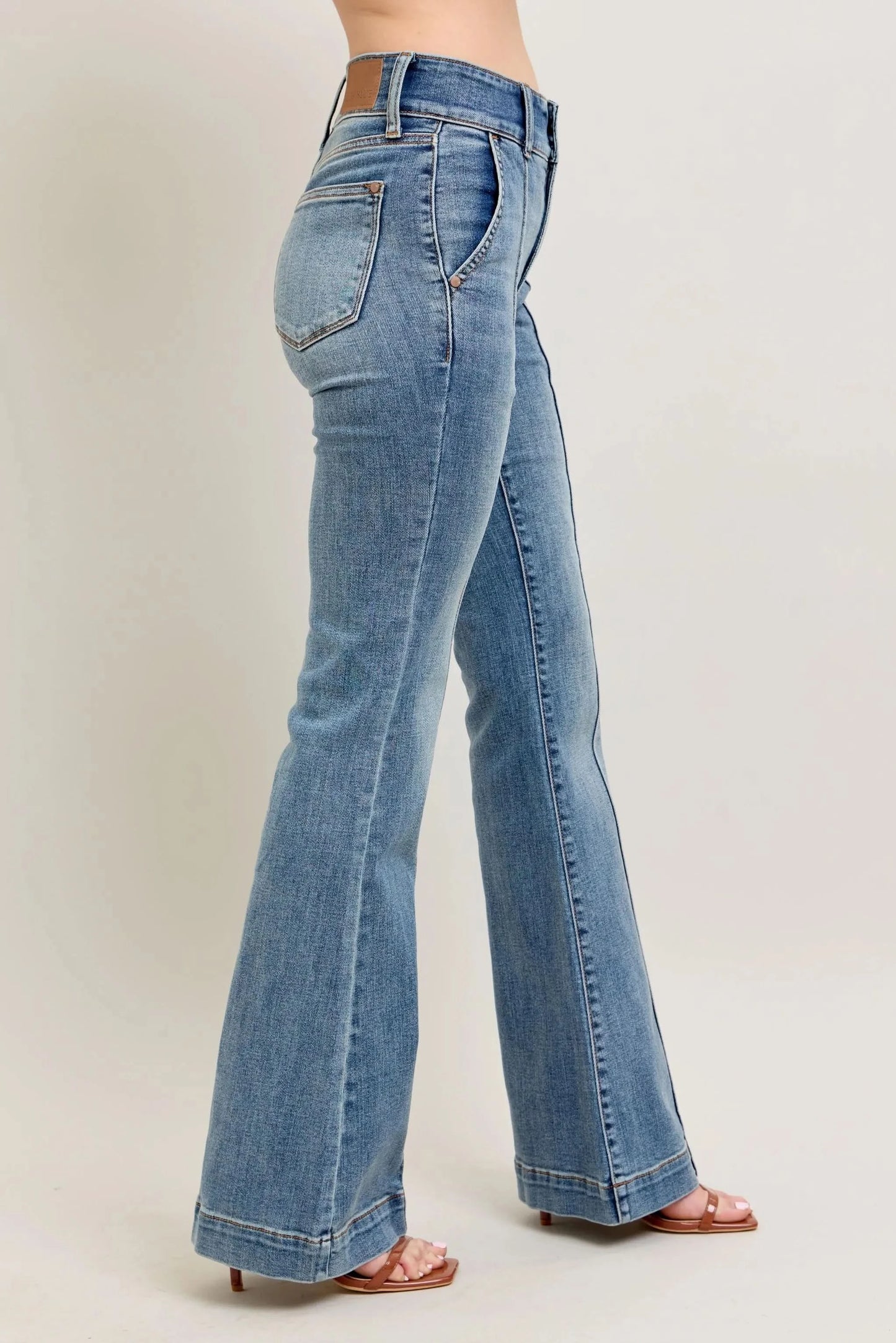 Judy Blue Full Size High-Waist Flare Denim Jeans with Front Seam Detail