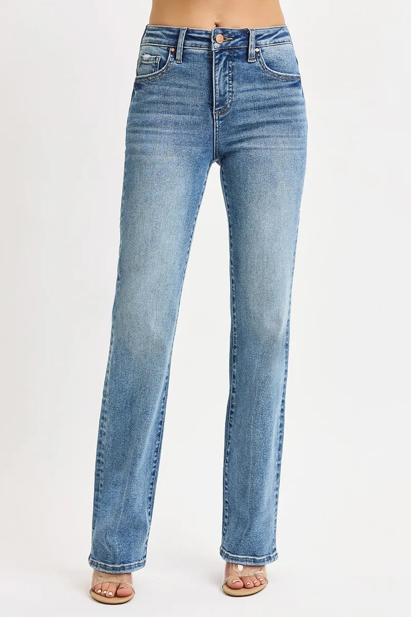 RISEN Full Size Tummy Control High Rise Straight Jeans