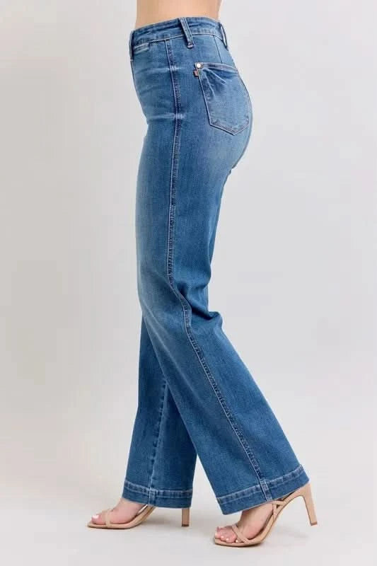 Judy Blue Full Size High Waist Contrast Thread Straight