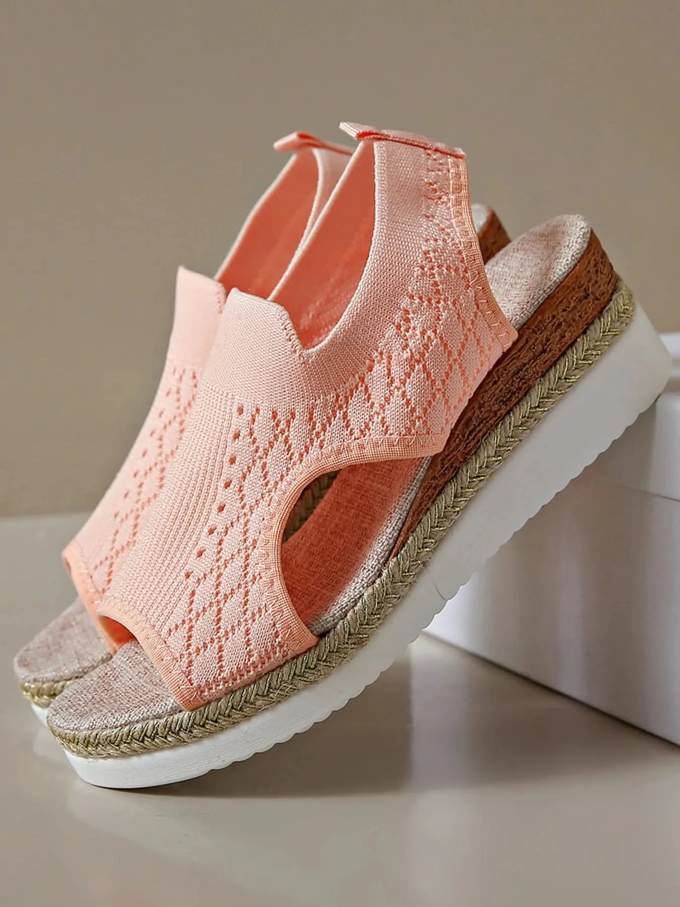 Open Toe Platform Wedge Sandals Pink
