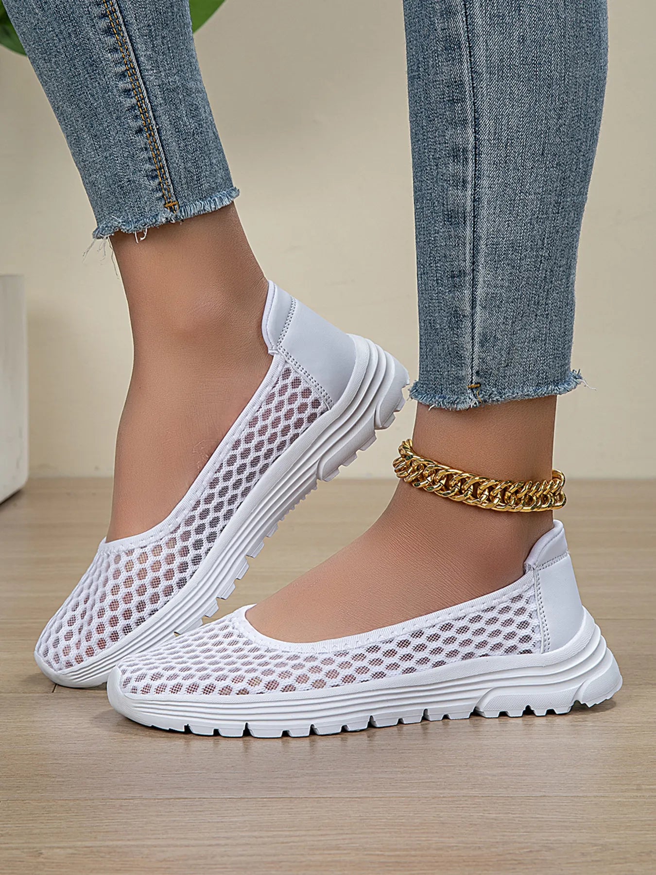 Breathable Mesh Slip-Ons White