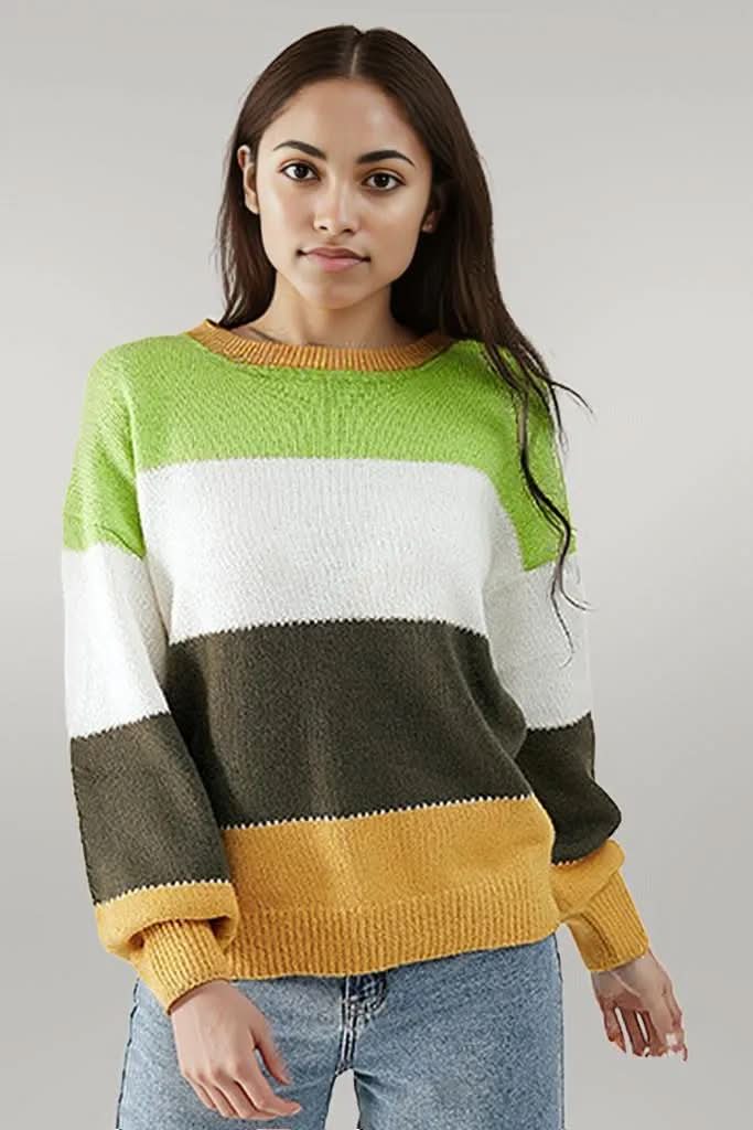 Color Block Dropped Shoulder Sweater