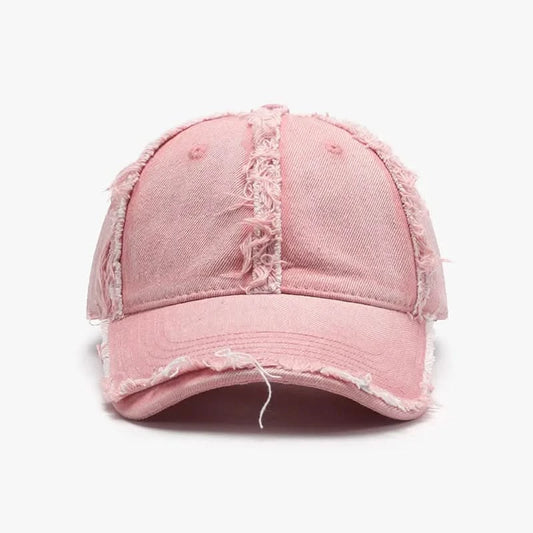 Raw Hem Cotton Baseball Cap Dusty Pink One Size