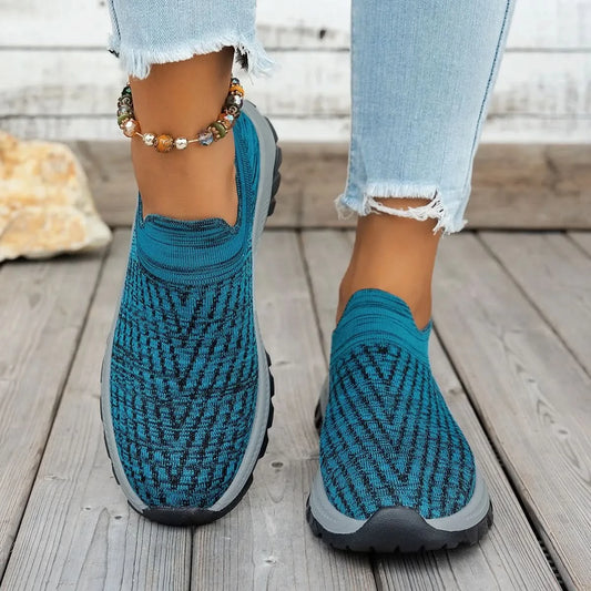 Mesh Round Toe Platform Athletic Cerulean