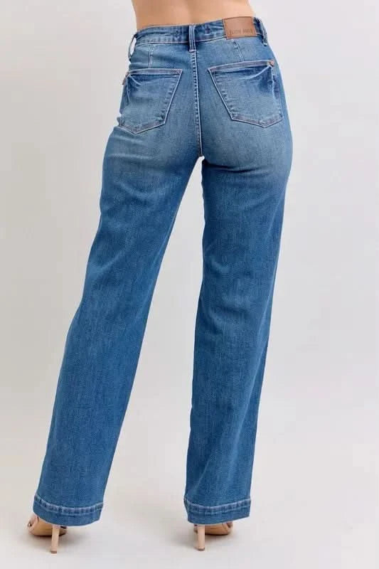 Judy Blue Full Size High Waist Contrast Thread Straight