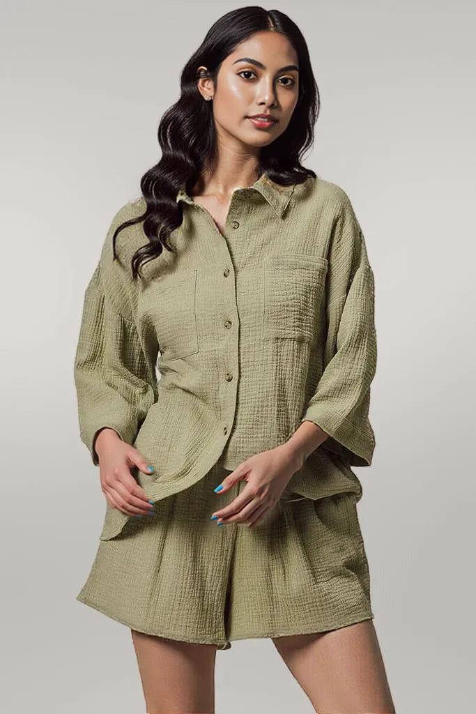 BiBi Crinkle Gauze Shirt and Short Set