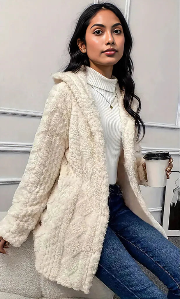 Faux Fur Teddy Coat with Button Front