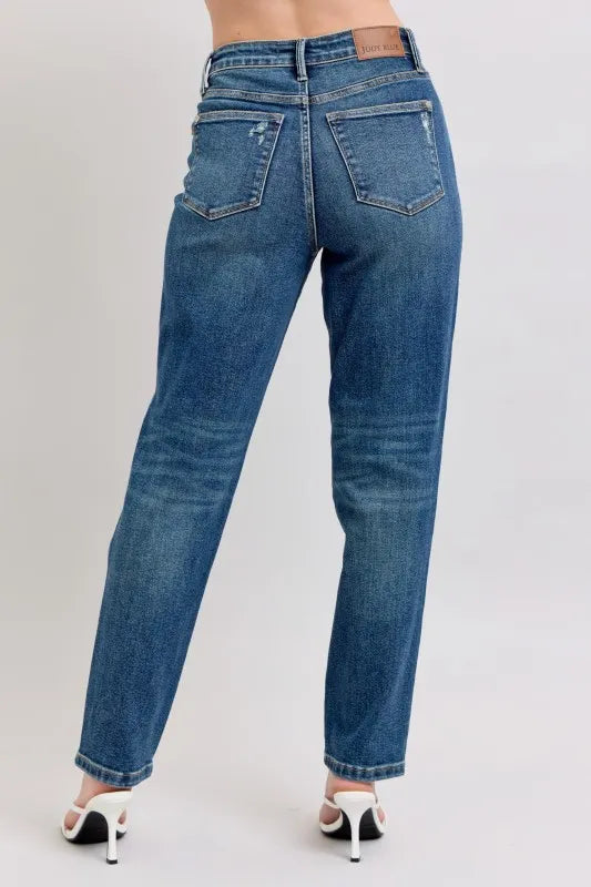 Judy Blue Full Size High Waisted Rigid Magic Non-destroy Straight Leg Jeans Dark