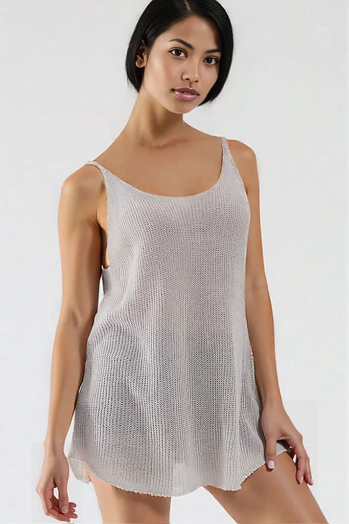 Scoop Neck Spaghetti Strap Knit Cami