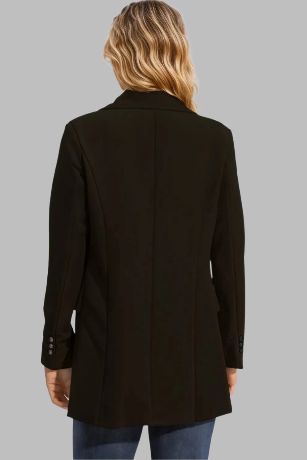Lapel Neck Long Sleeve Blazer with Pockets