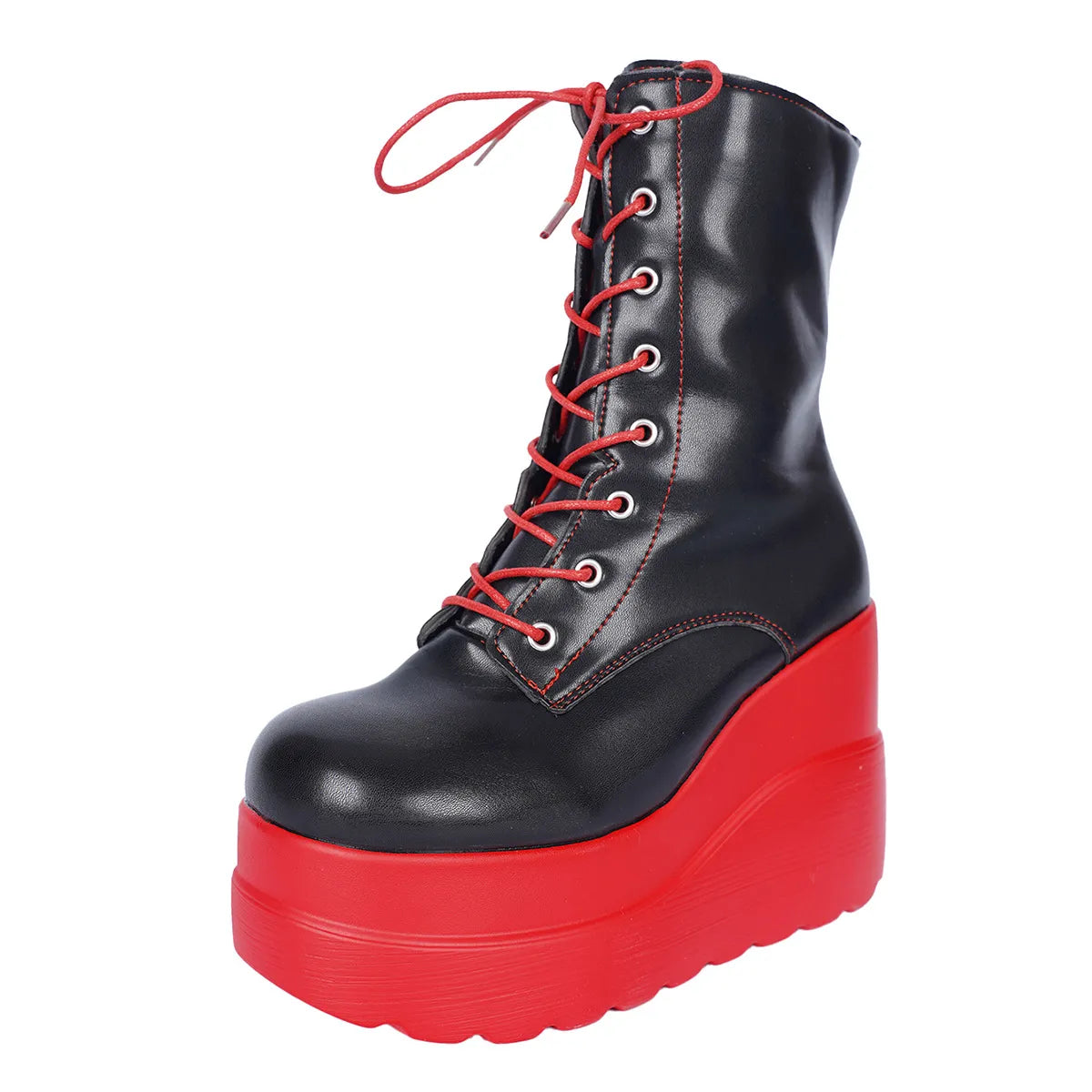 Color Block Platform Wedge Boots