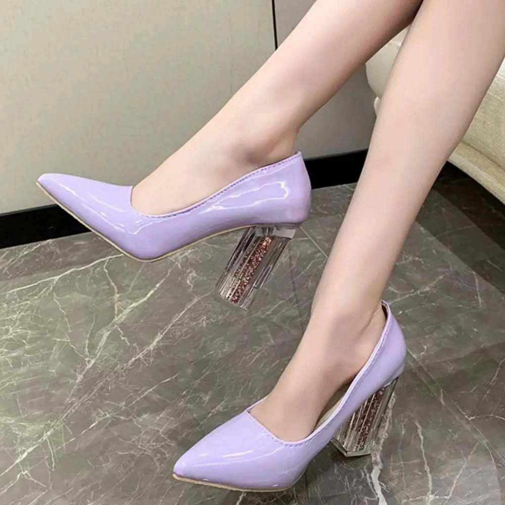 Point Toe Block Heels Pumps