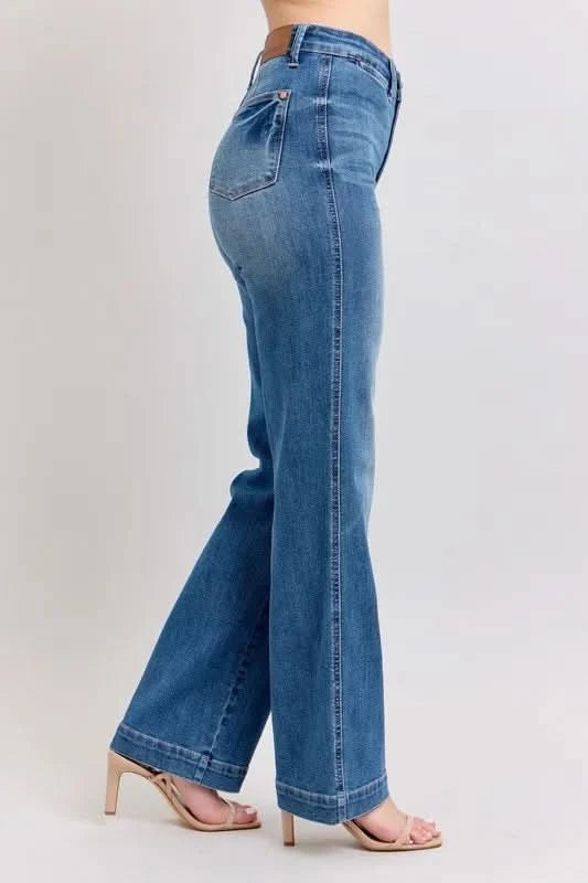 Judy Blue Full Size High Waist Contrast Thread Straight