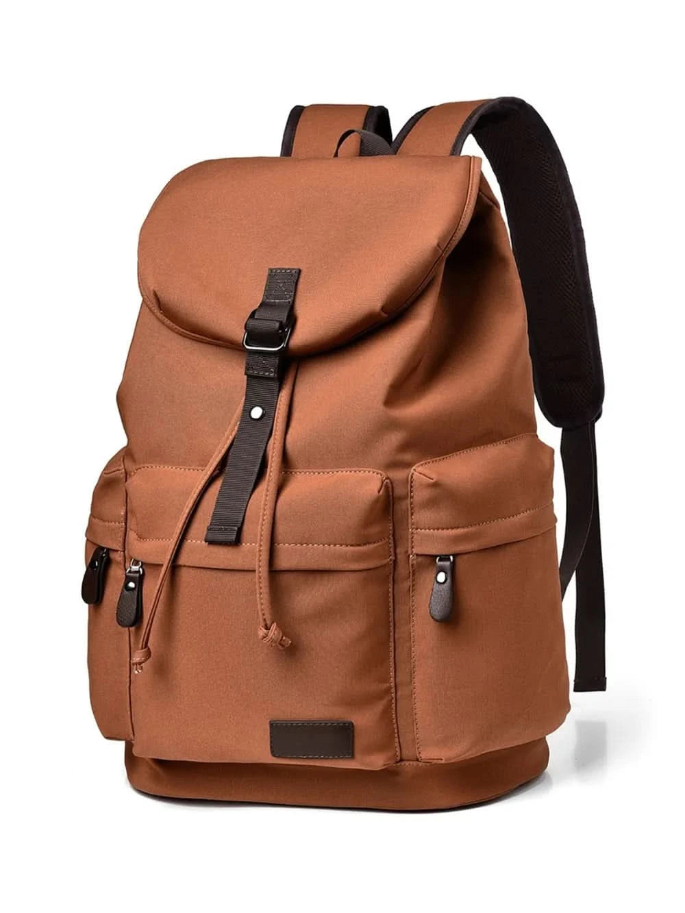 Multi Pockets Adjustable Strap Canvas Backpack Bag Ochre One Size
