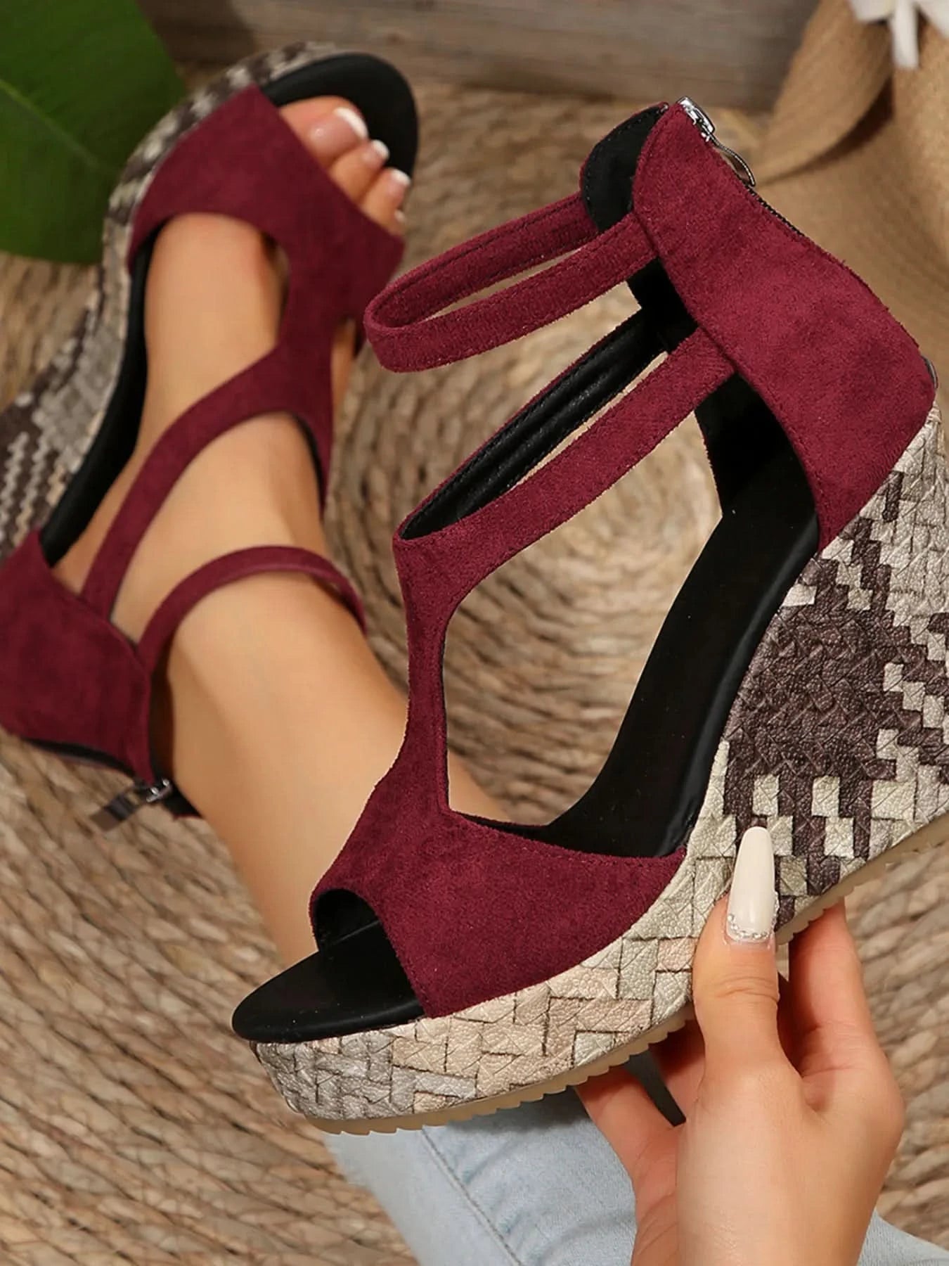 Cutout Wedge Platform Sandals