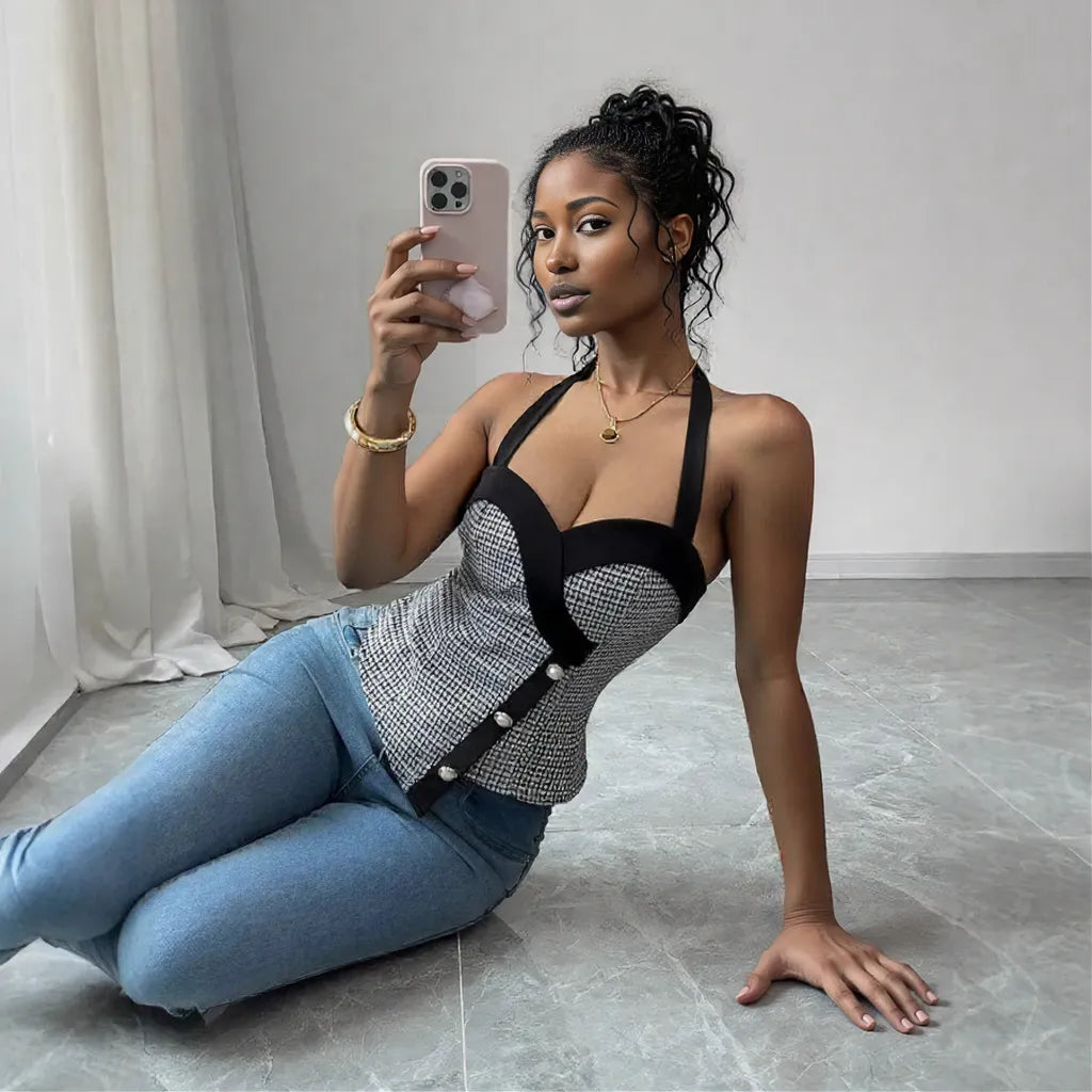 Knitted Vest Slim Fit Halter