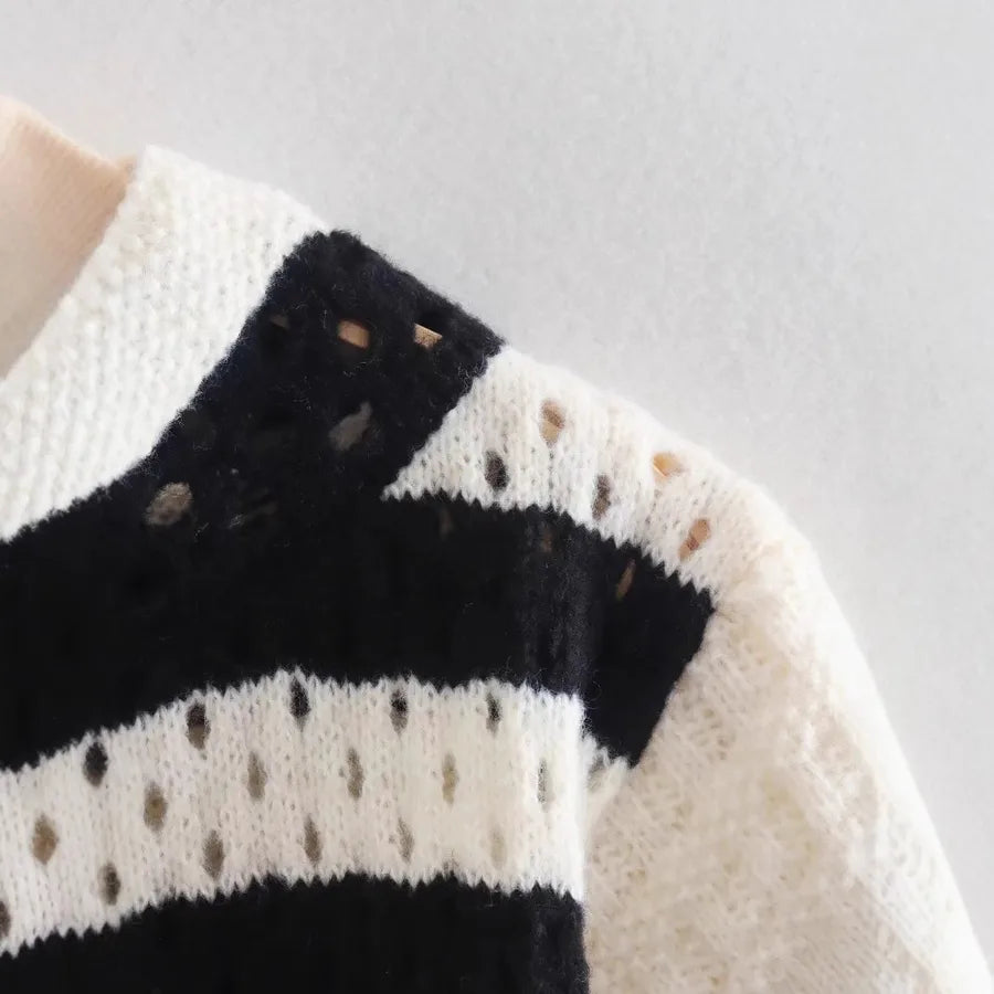 French Vintage Hollow Out Tassel Long Sleeve