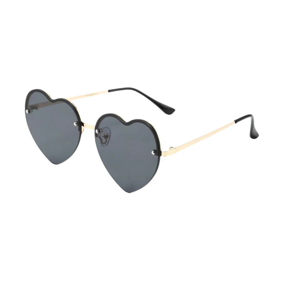 Heart-Shaped Half-Rim Metal Sunglasses