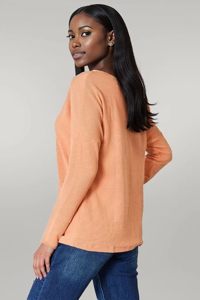 Basic Bae Half Button Long Sleeve Top