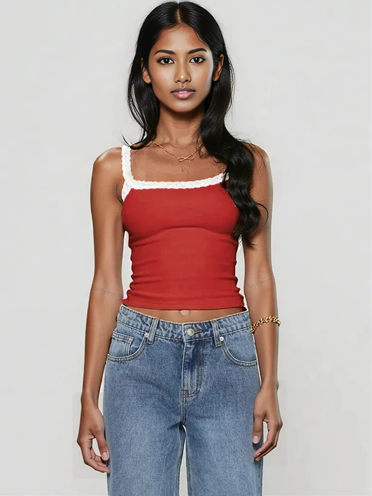 Lace Detail Cropped Cami