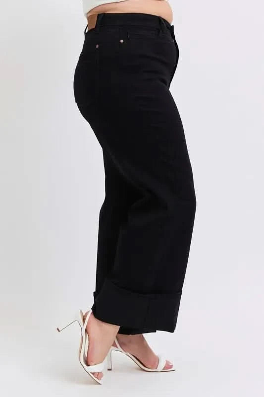 Judy Blue Full Size High Waist Reto Wide Leg W/ Cuff