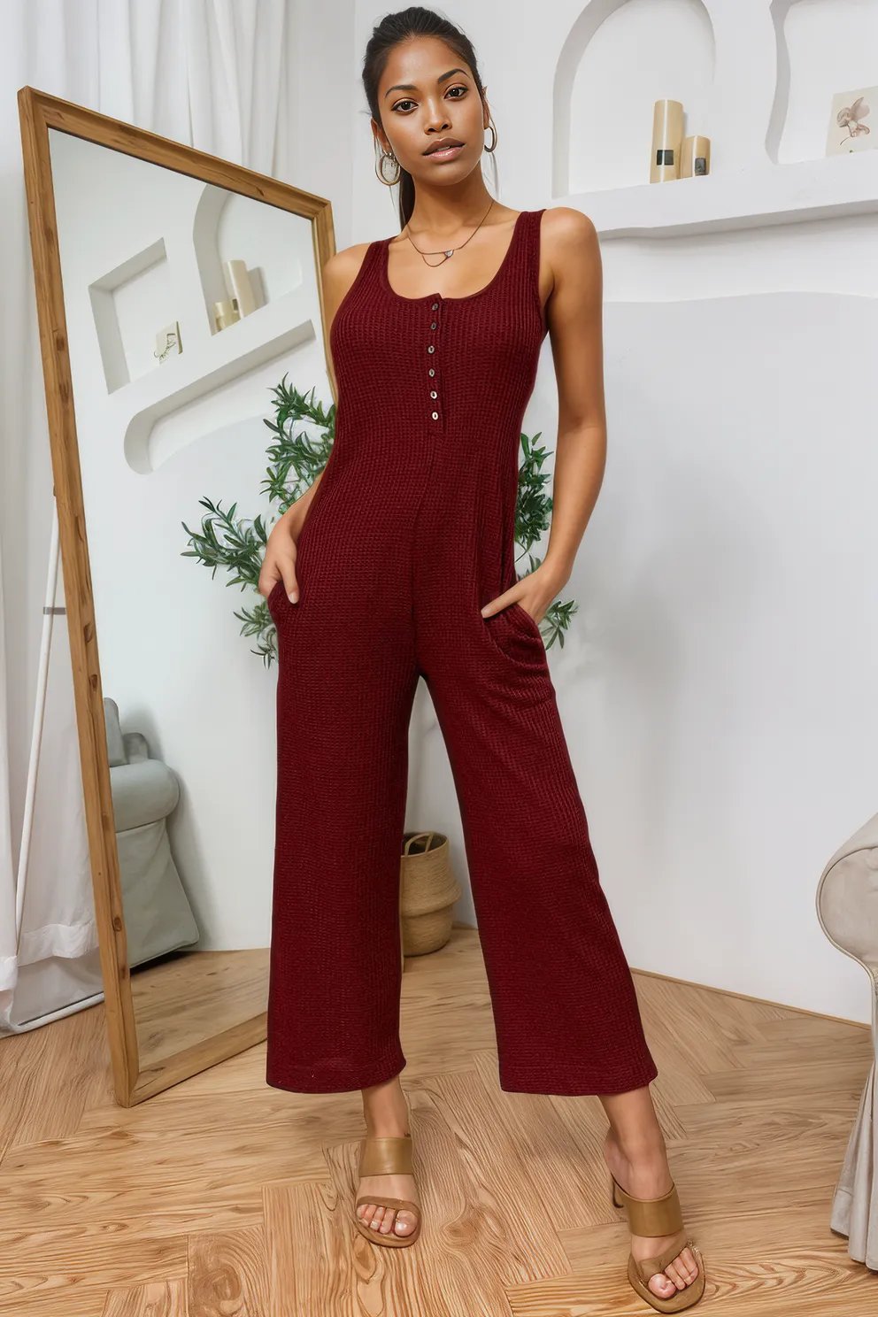 Sleeveless Straight Leg Jumpsuit