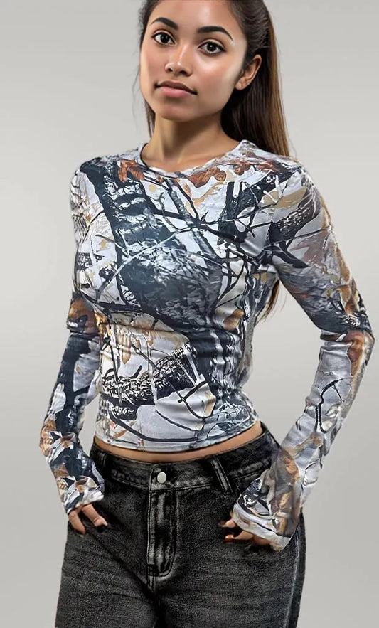 Printed Long Sleeve T-Shirt Yellow-green