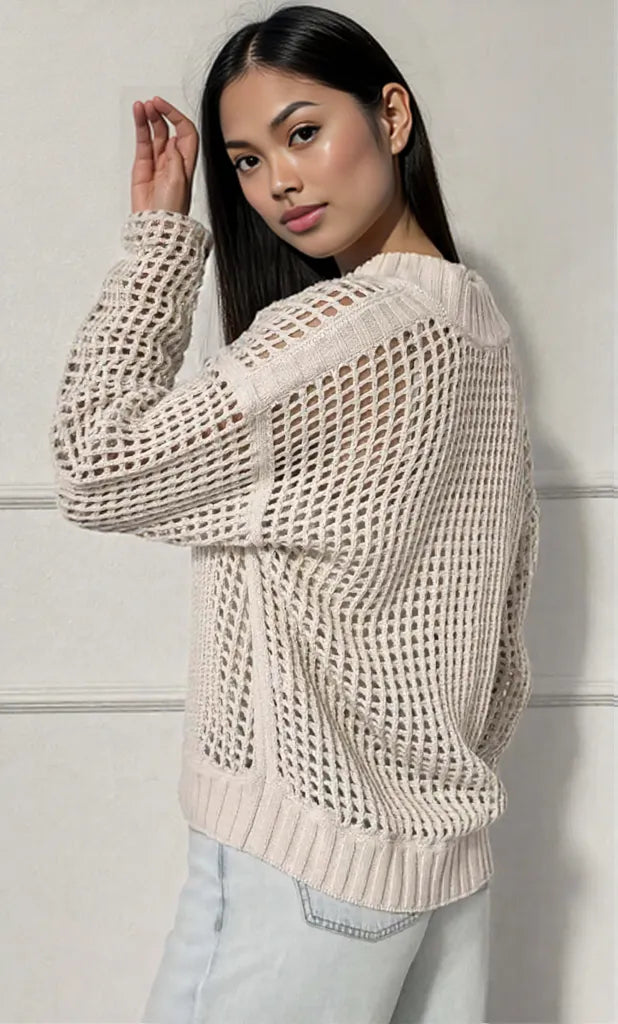 Half-Zip Detail Long Sleeve Sweater