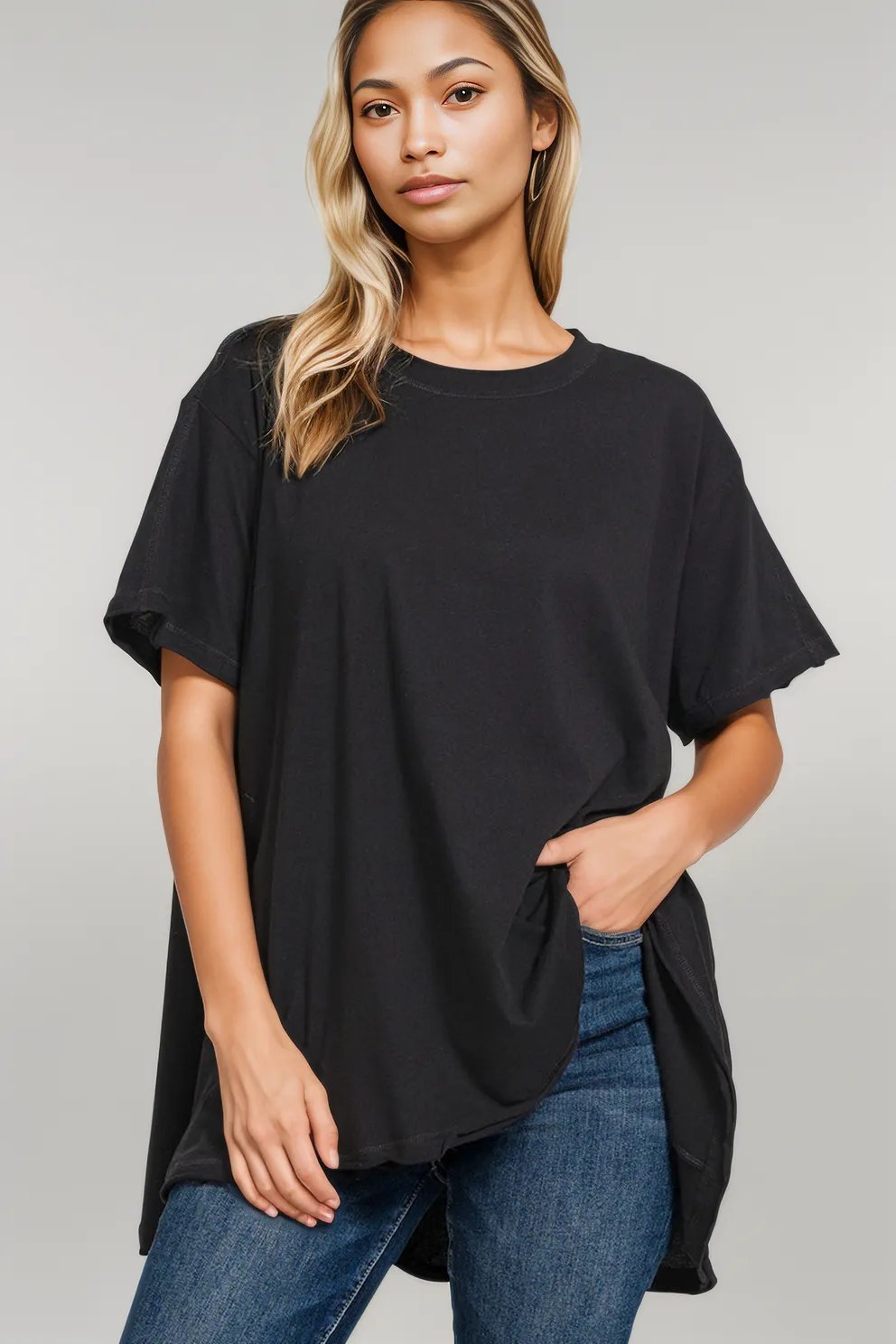 Zenana Round Neck Short Sleeve Black