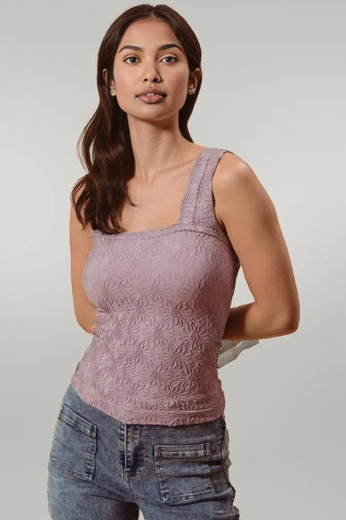 SO ME Floral Jacquard Seamless Tank Top