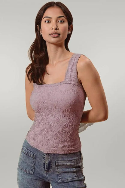SO ME Floral Jacquard Seamless Tank Top