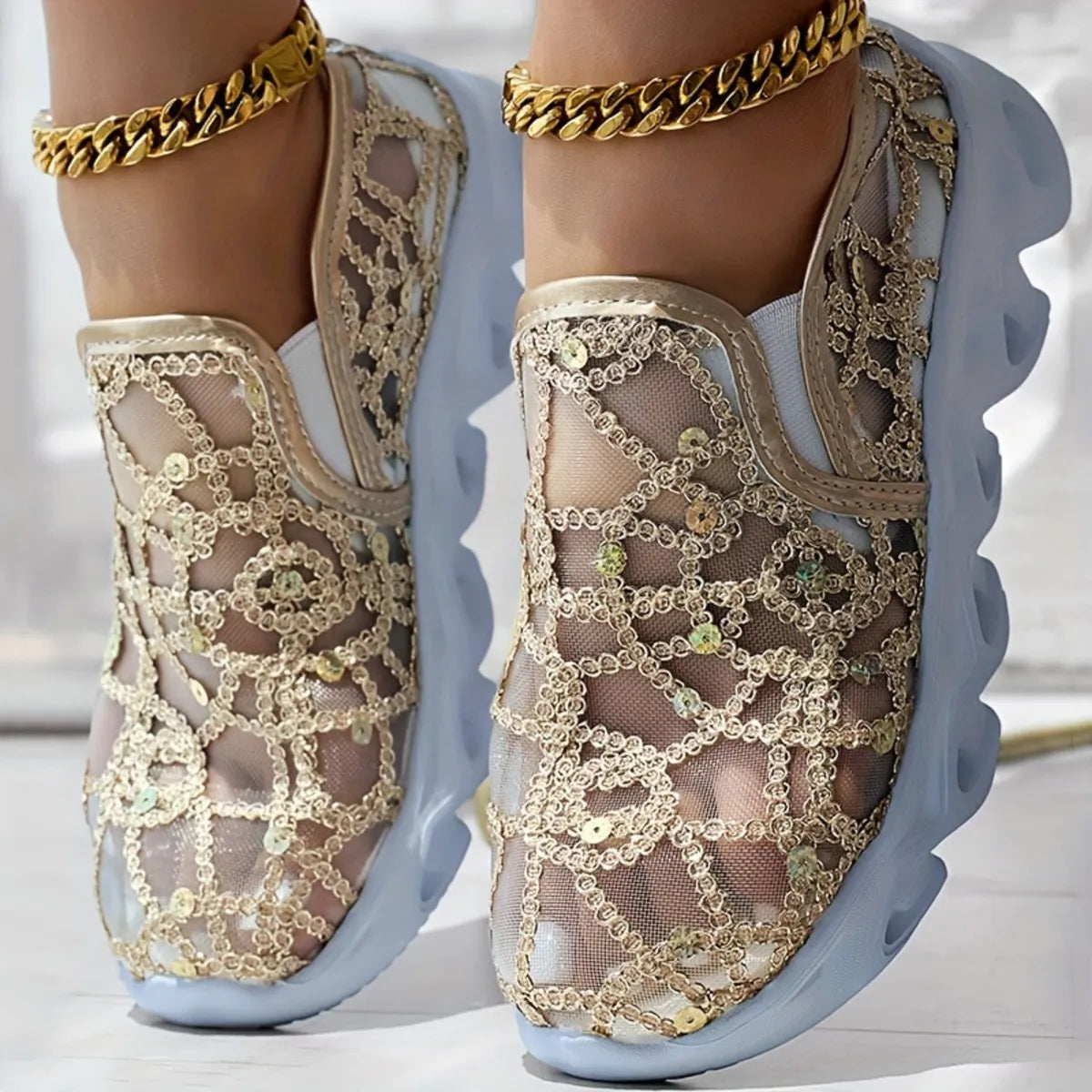 Breathable Mesh Platform Athletics Gold