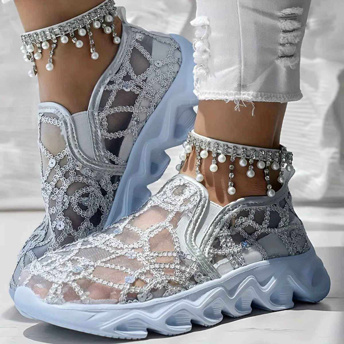 Breathable Mesh Platform Athletics Silver