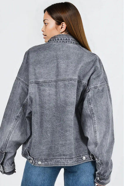 Collared Neck Button Up Denim Jacket