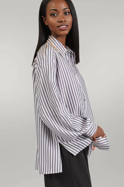 Mittoshop Button Down Striped Long Sleeve Shirt
